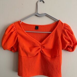 Vibrant Orange Puff Sleeve Top